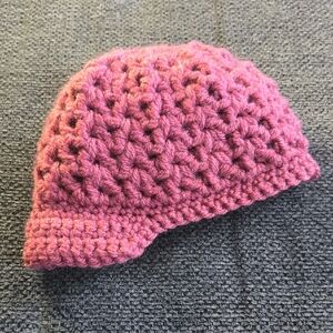 Dusty Rose Crochet Newsboy Beanie Hat